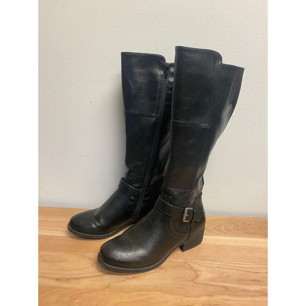 Croft & Barrow Armor Black tall knee high riding boots womens size 8 Black